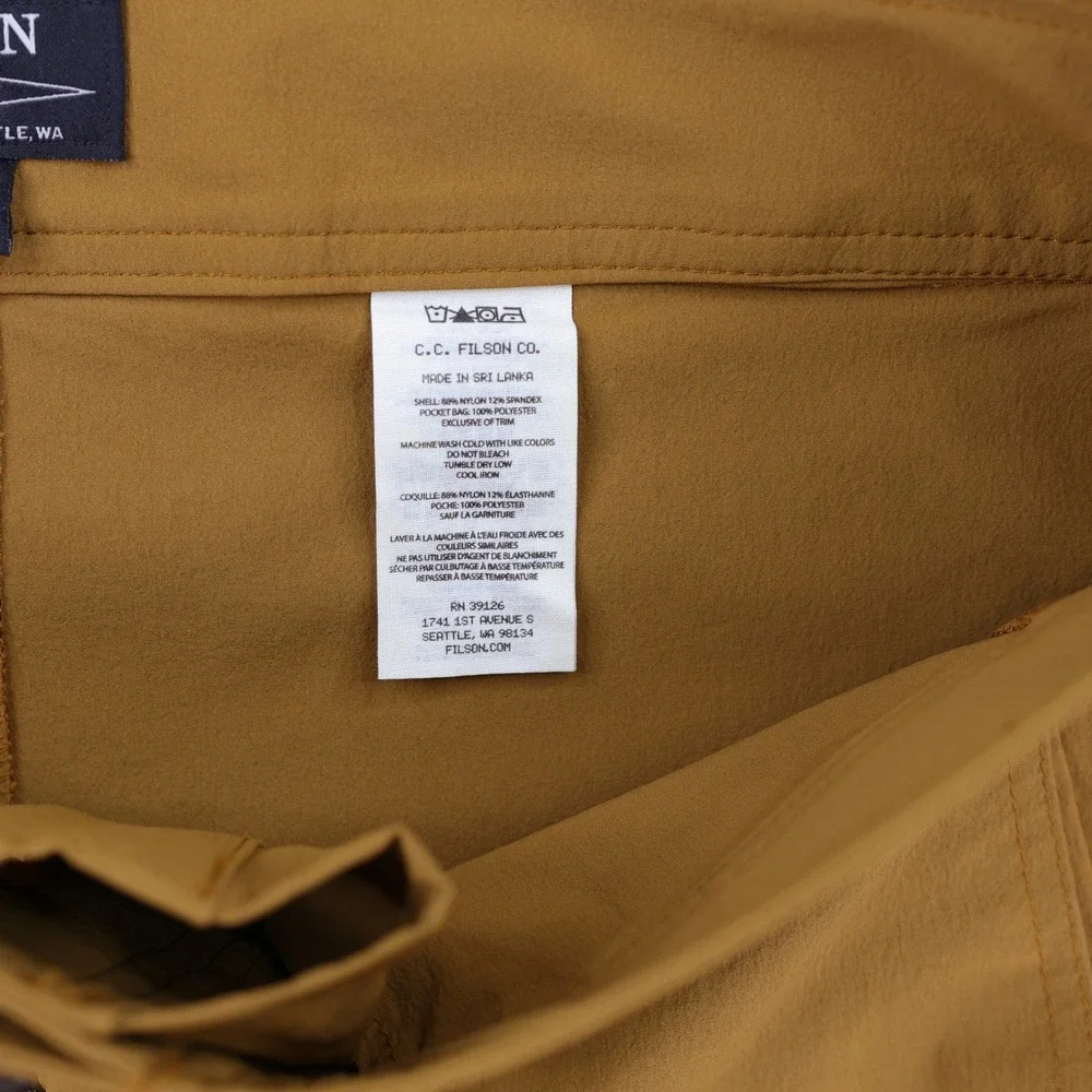 Filson Glacier Bay Trunks Mens 35 Dark Burlap Brown Hybrid Swim Hiking 7.5